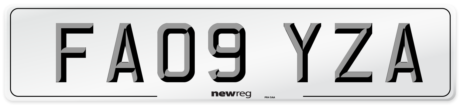 FA09 YZA Number Plate from New Reg